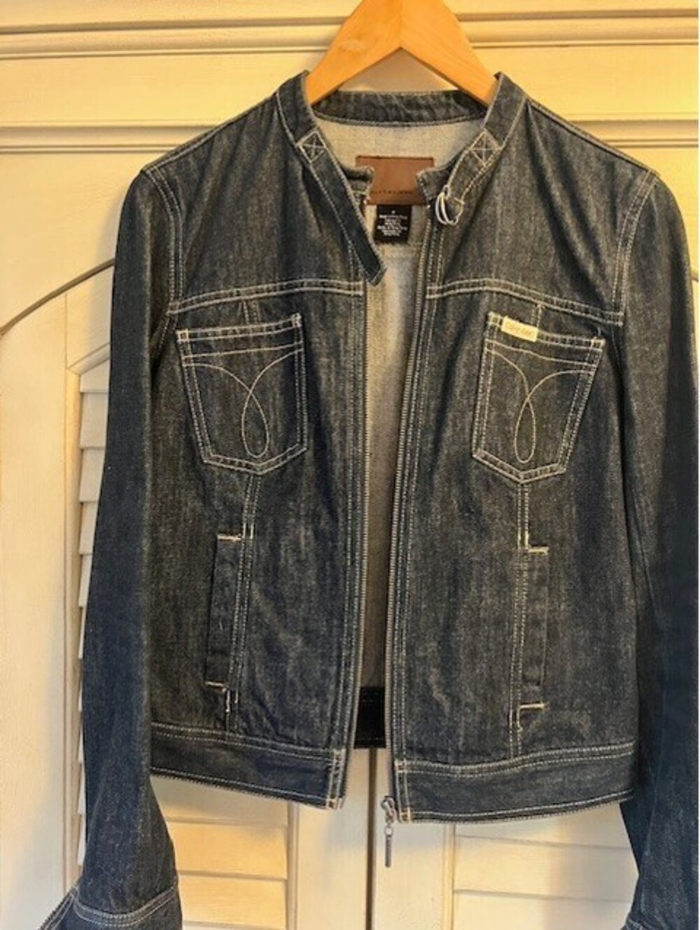 Calvin Klein Jeans Jacket Blue Denim Full Zip Womens (M) With Zipper